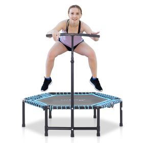 4.5ft Exercise Trampoline, Portable & Foldable Fitness Trampoline with Adjustable T-Bar and Heavy-Duty Design, Blue