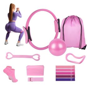 14Pcs Pilates Ring Set with Resistance Bands Yoga Ball Non-Slip Socks, All-in-One Home Gym Equipment for Core Arm Back Training, Portable for Tra