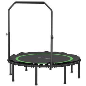 48" Rebounder Trampoline for Adults, Foldable Mini Trampoline with Adjustable Handle Bar for Indoor Outdoor, Green