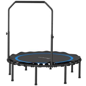 48" Rebounder Trampoline for Adults, Foldable Mini Trampoline with Adjustable Handle Bar for Indoor Outdoor, Blue